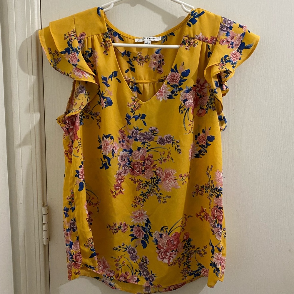 Crescent & Willough L floral blouse